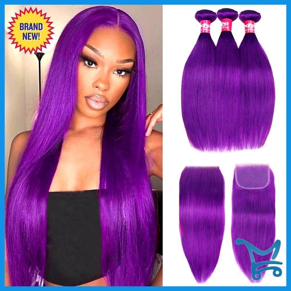 18 Inch Straight Human Hair Extensions with Lace Closure 3 Bundles